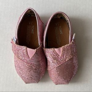 Toms Classics Pink Glitter Tiny Little Girl Shoes